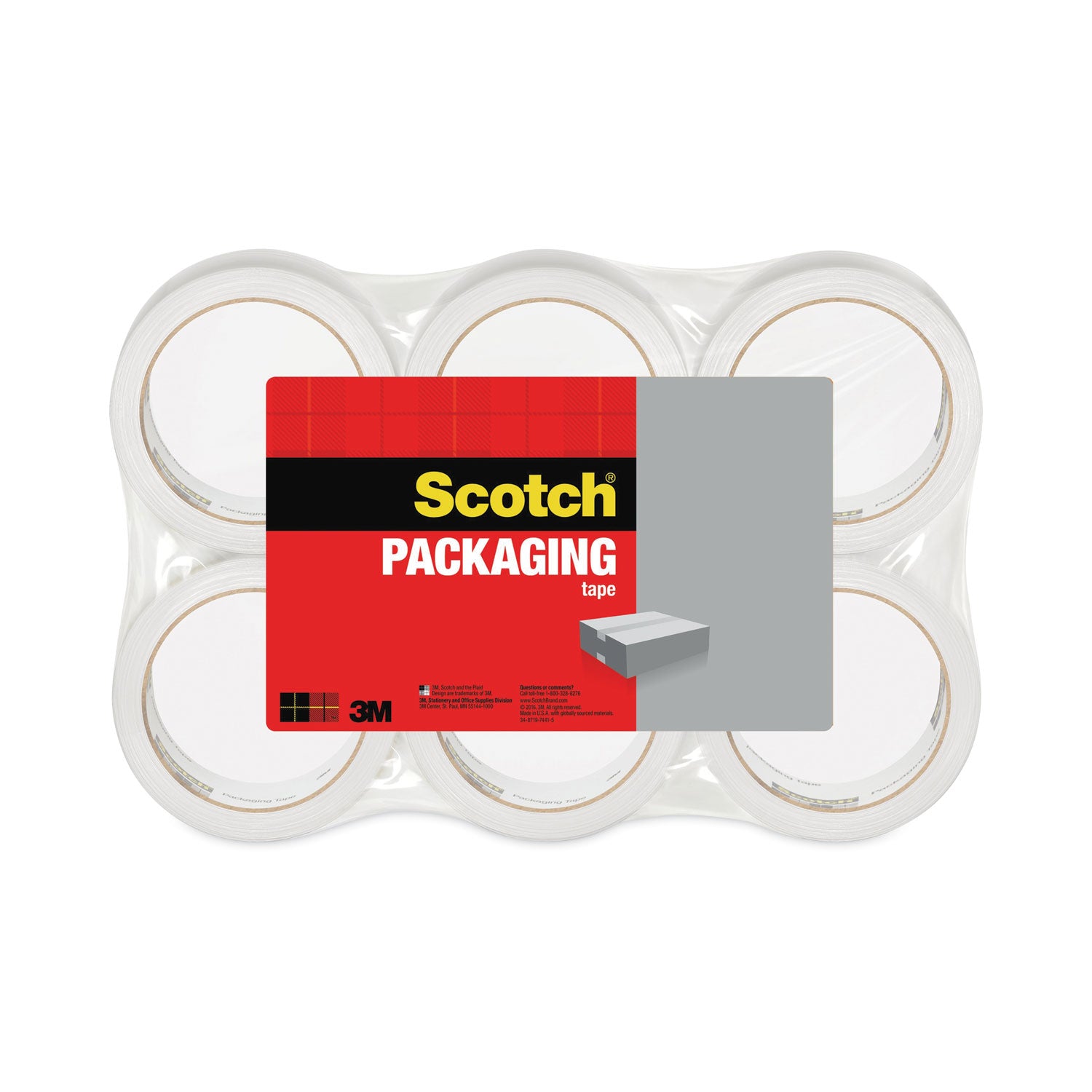3350 General Purpose Packaging Tape, 3" Core, 1.88" x 54.6 yds, Clear, 6/Pack -