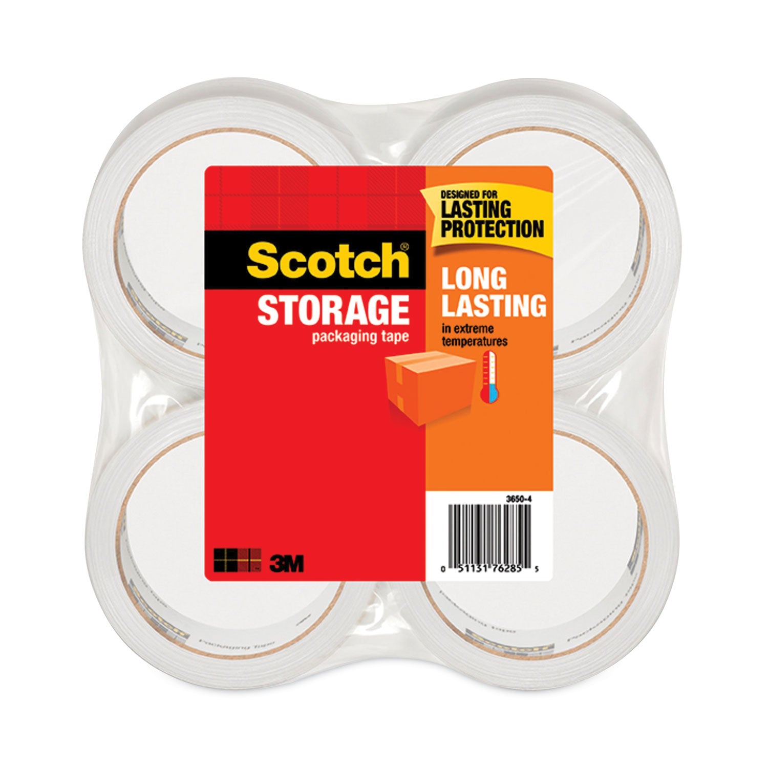 Storage Tape, 3" Core, 1.88" x 54.6 yds, Clear, 4/Pack -