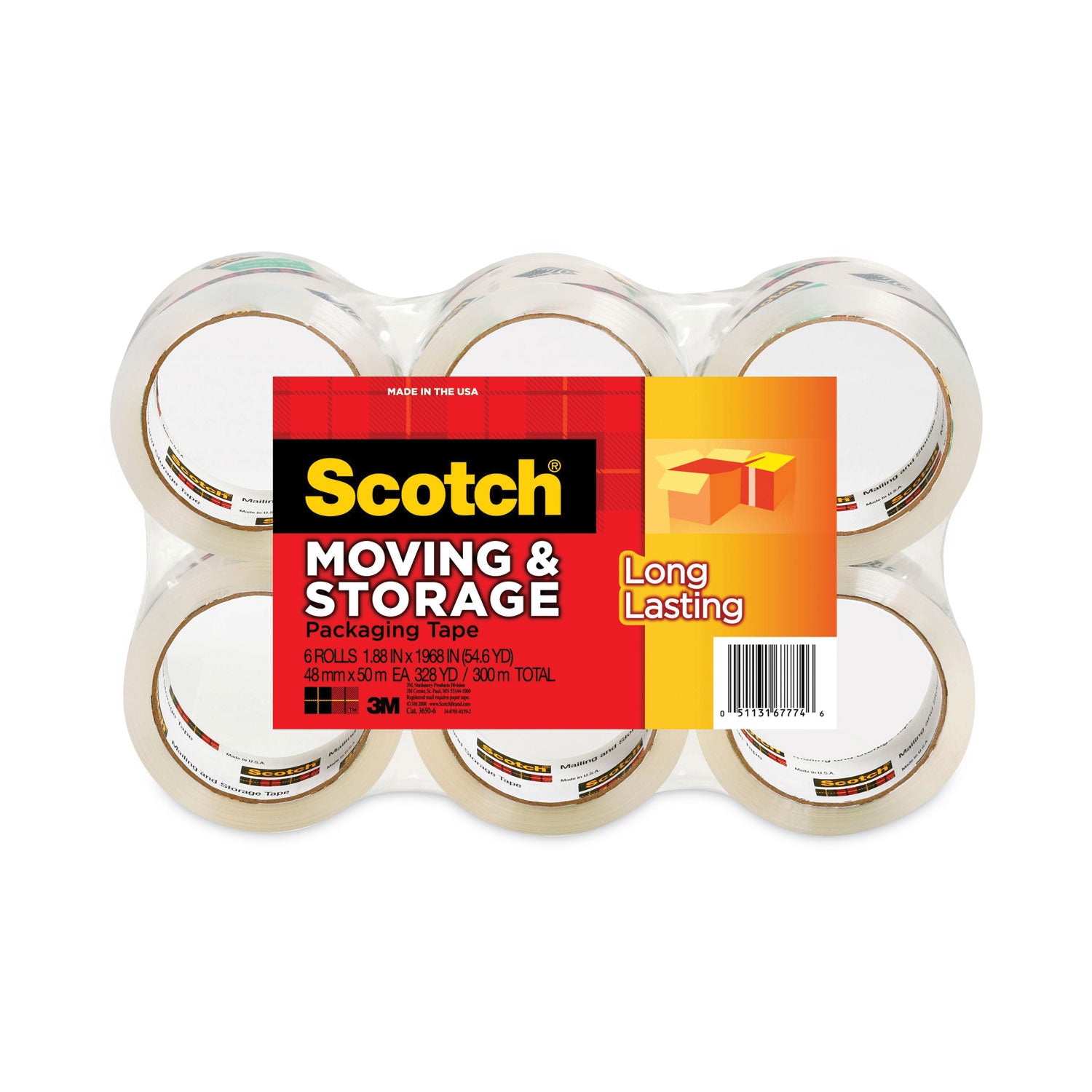 Storage Tape, 3" Core, 1.88" x 54.6 yds, Clear, 6/Pack -