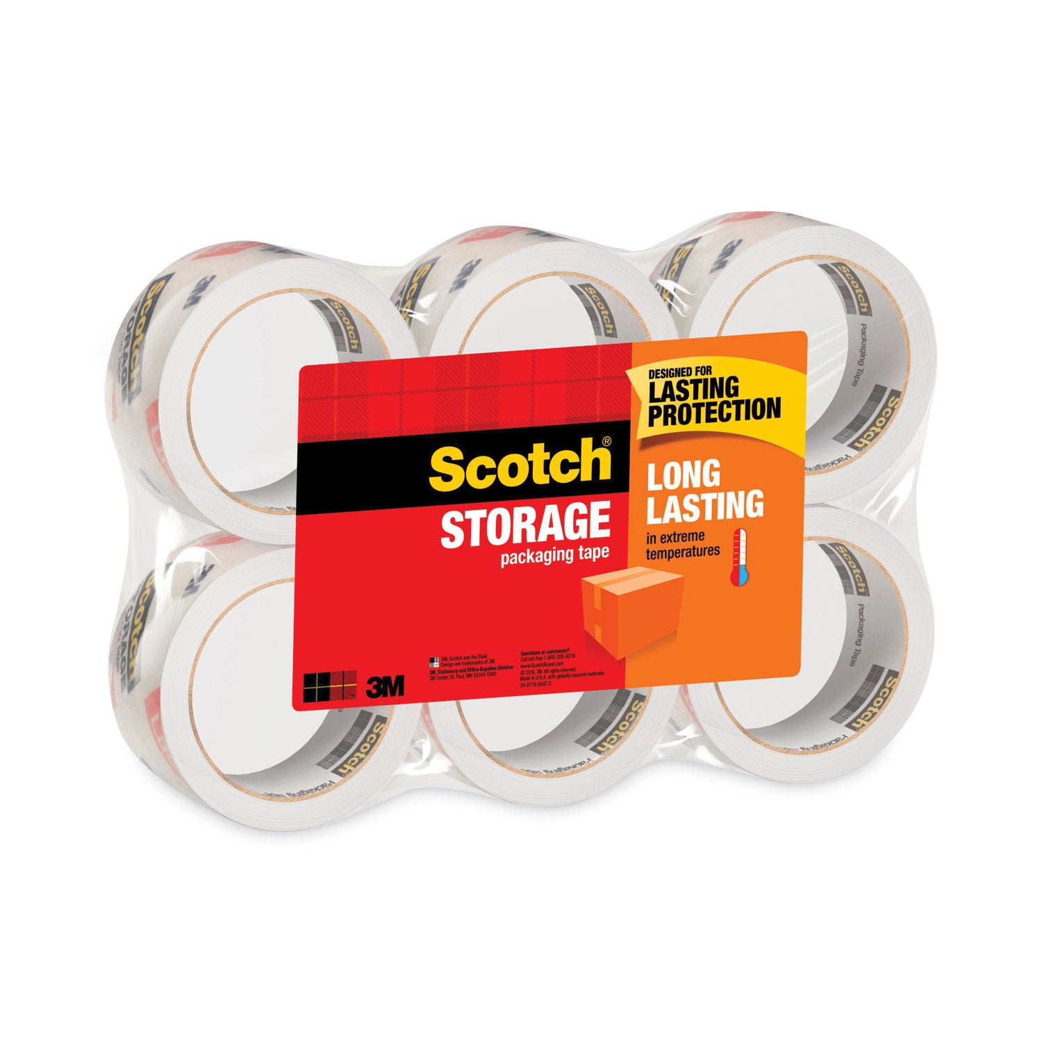 Storage Tape, 3" Core, 1.88" x 54.6 yds, Clear, 6/Pack -