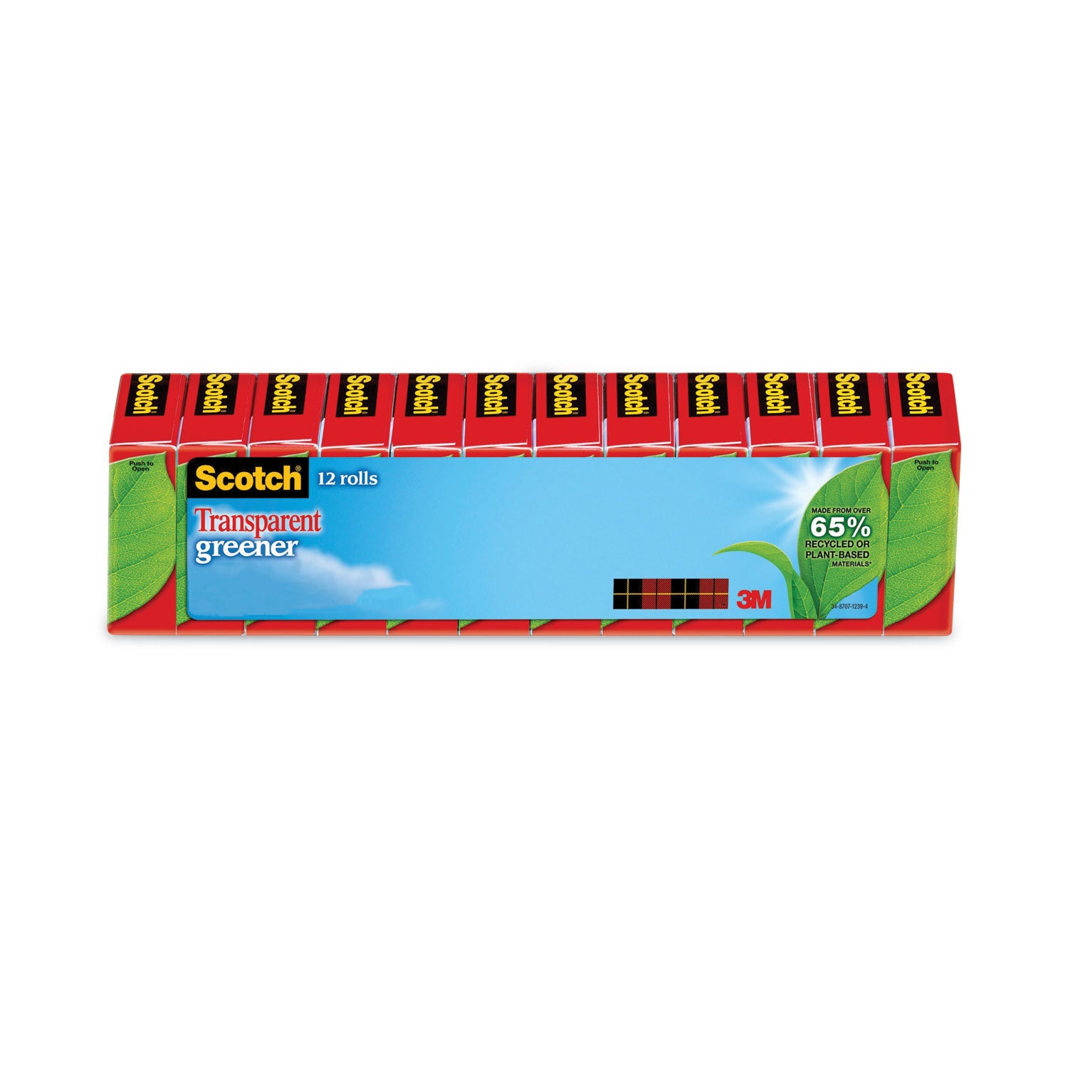 Transparent Greener Tape, 1" Core, 0.75" x 75 ft, Transparent, 12/Pack -