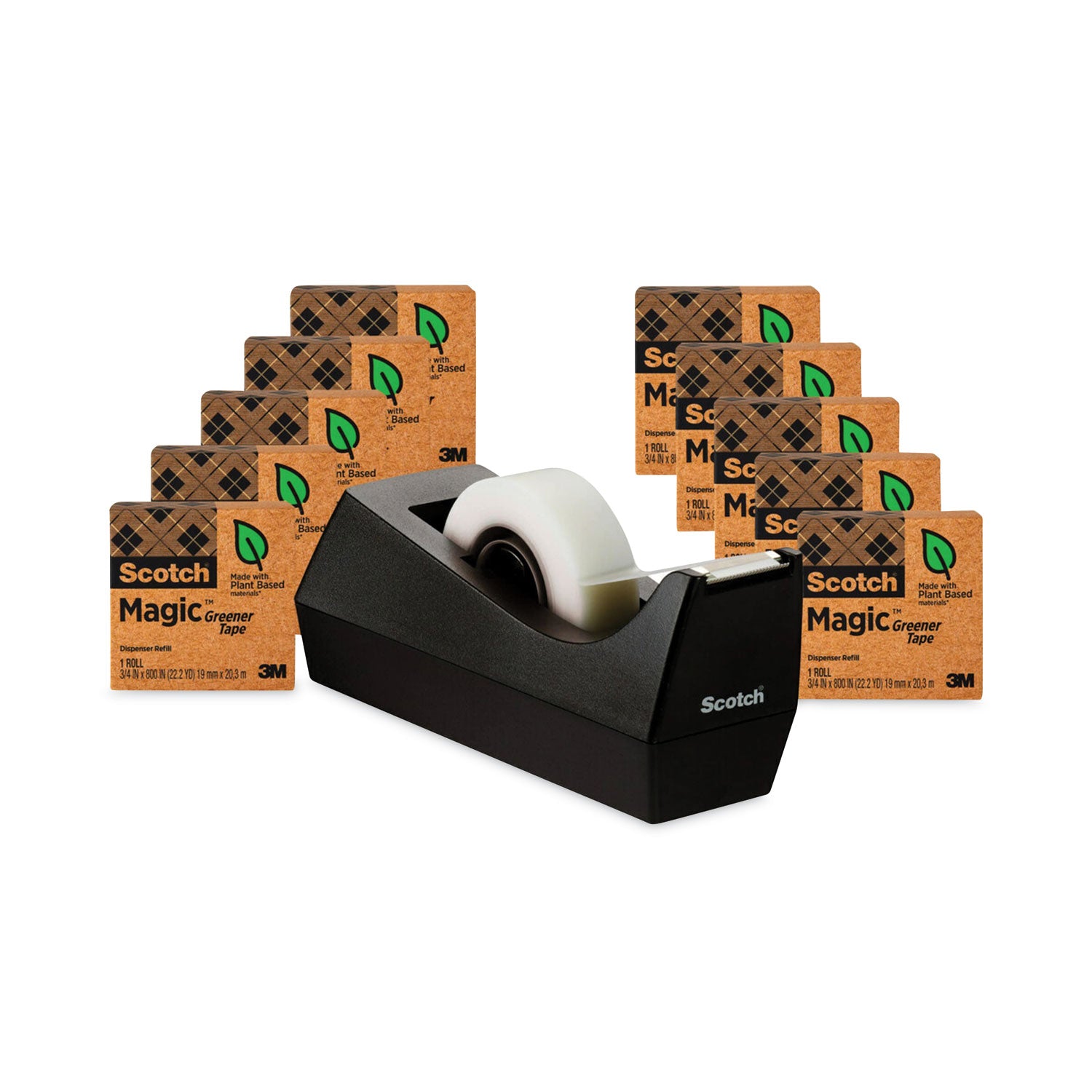Magic Greener Tape, 1" Core, 0.75" x 75 ft, Clear, 10/Pack -