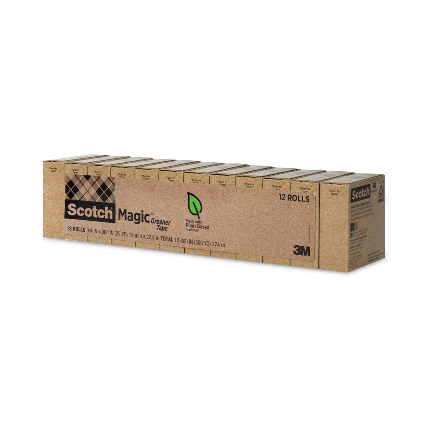Magic Greener Tape, 1" Core, 0.75" x 75 ft, Clear, 12/Pack -