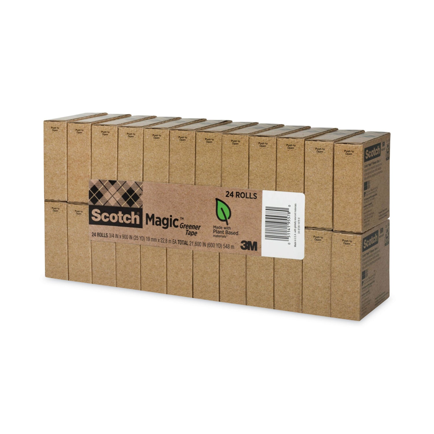 Magic Greener Tape, 1" Core, 0.75" x 75 ft, Clear, 24/Pack -