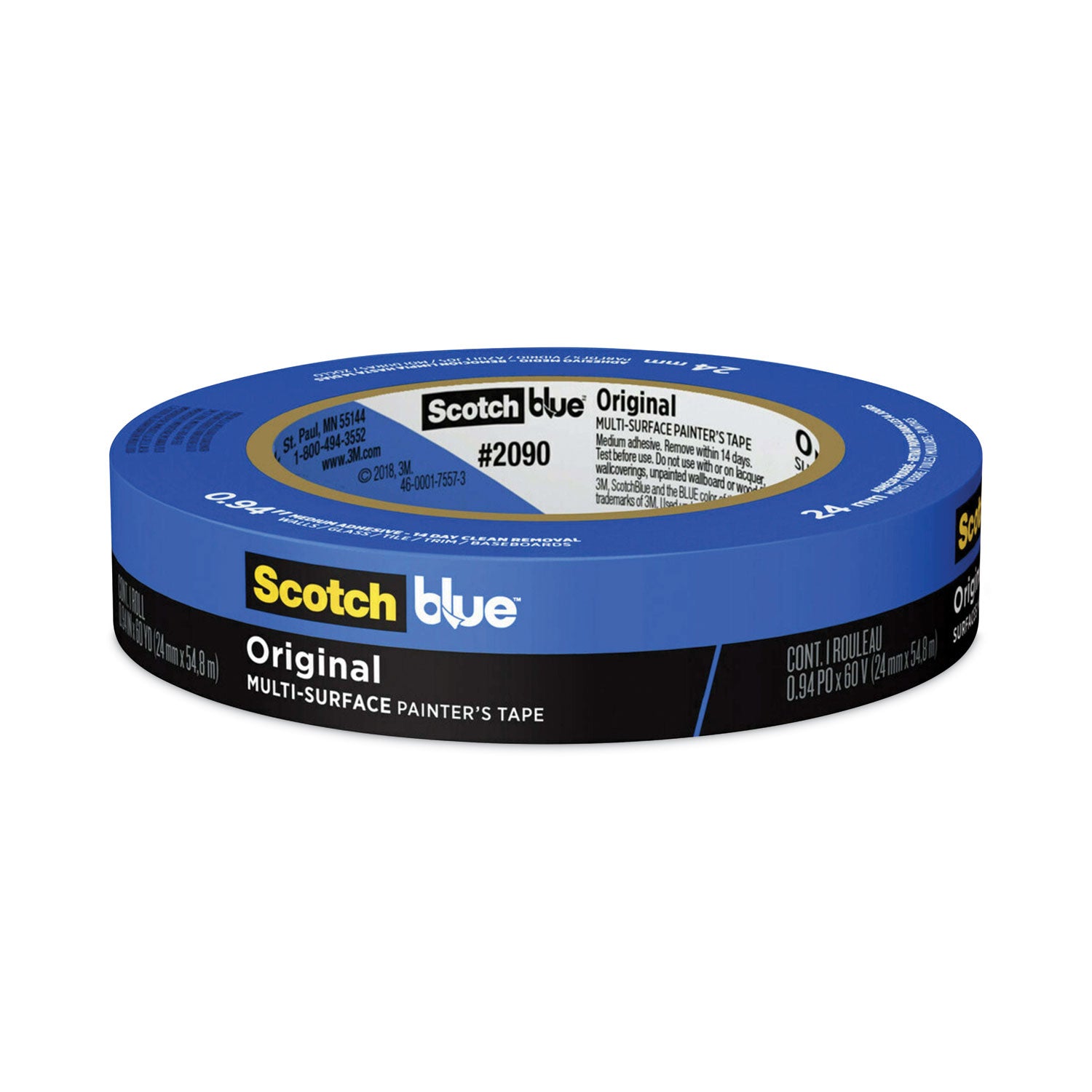 Original Multi-Surface Painter's Tape, 3" Core, 0.94" x 60 yds, Blue -