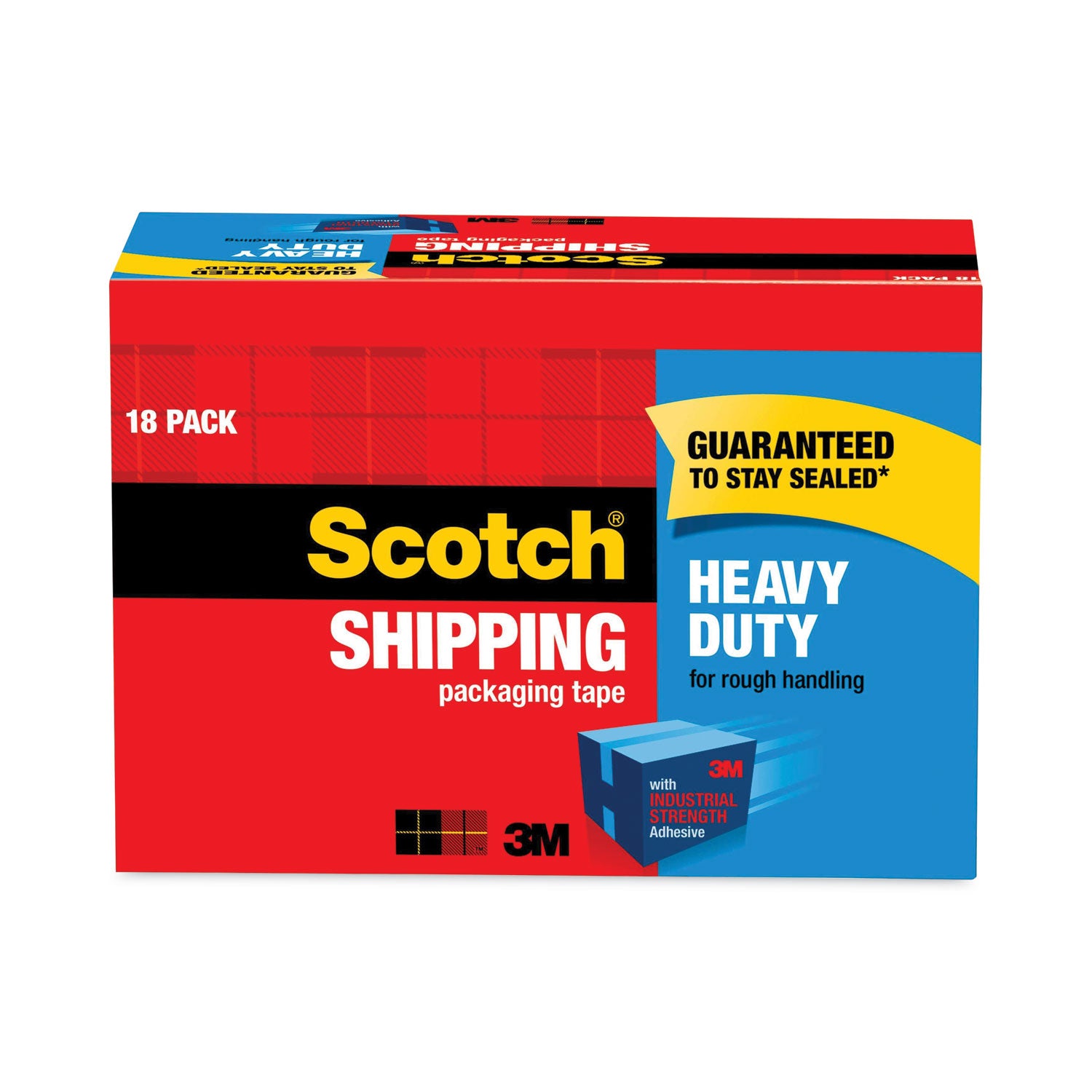 3850 Heavy-Duty Packaging Tape Cabinet Pack, 3" Core, 1.88" x 54.6 yds, Clear, 18/Pack -