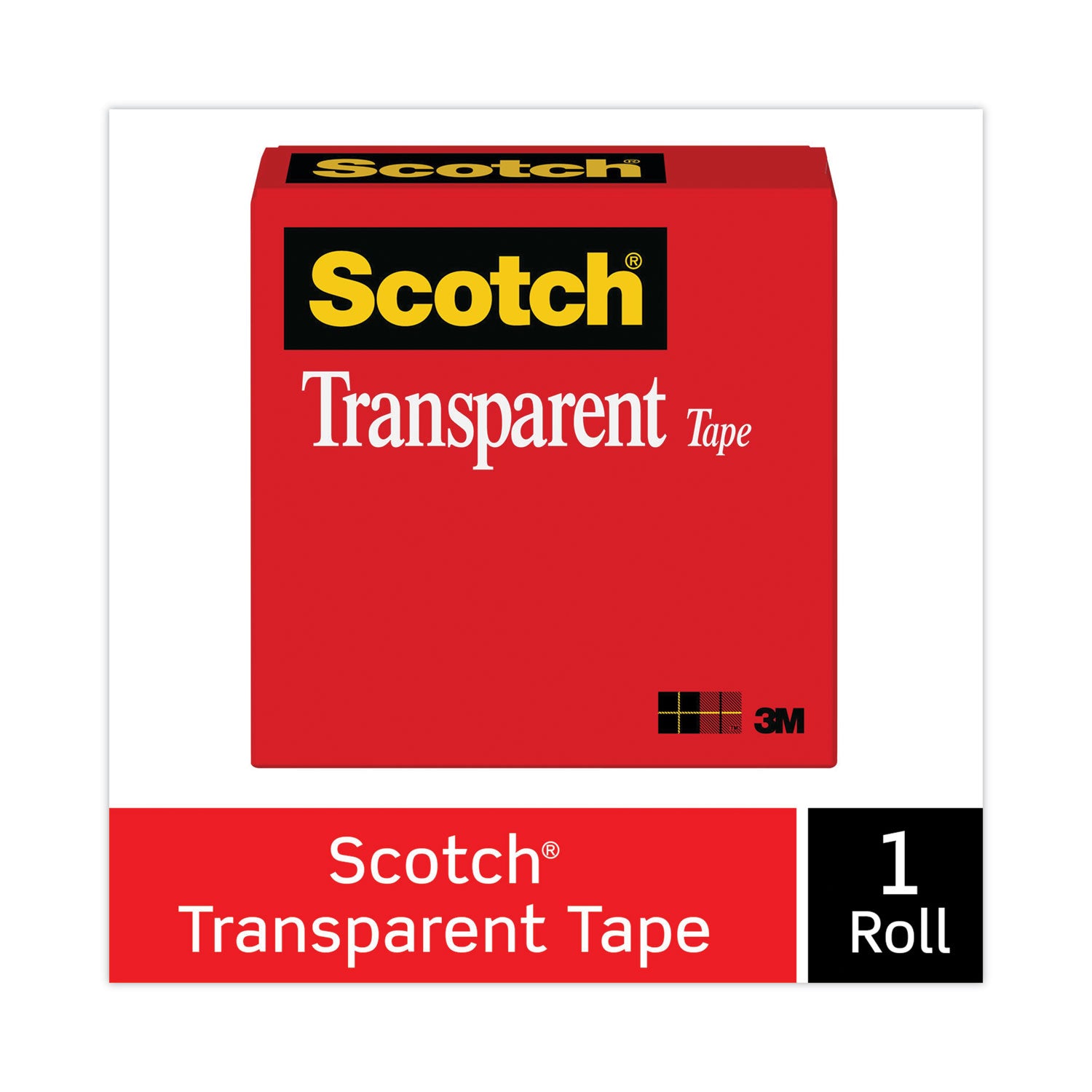 Transparent Tape, 1" Core, 0.75" x 36 yds, Transparent -