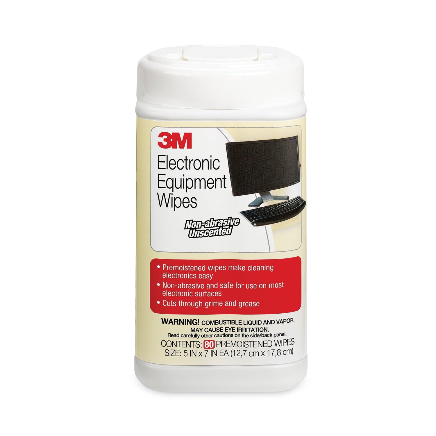 Electronic Equipment Cleaning Wipes, 1-Ply, 5.5 x 6.75, Unscented, White, 80/Canister -