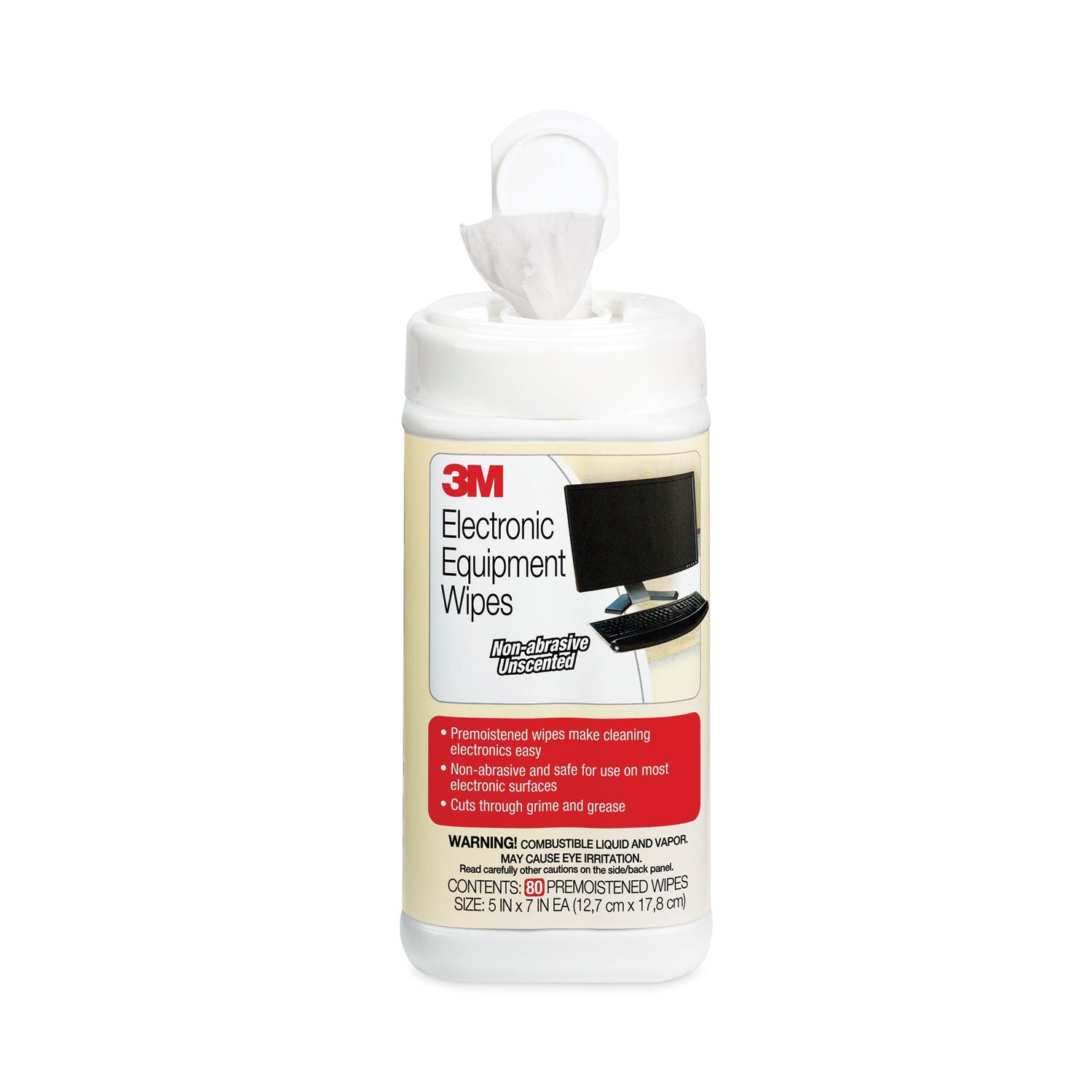 Electronic Equipment Cleaning Wipes, 1-Ply, 5.5 x 6.75, Unscented, White, 80/Canister -