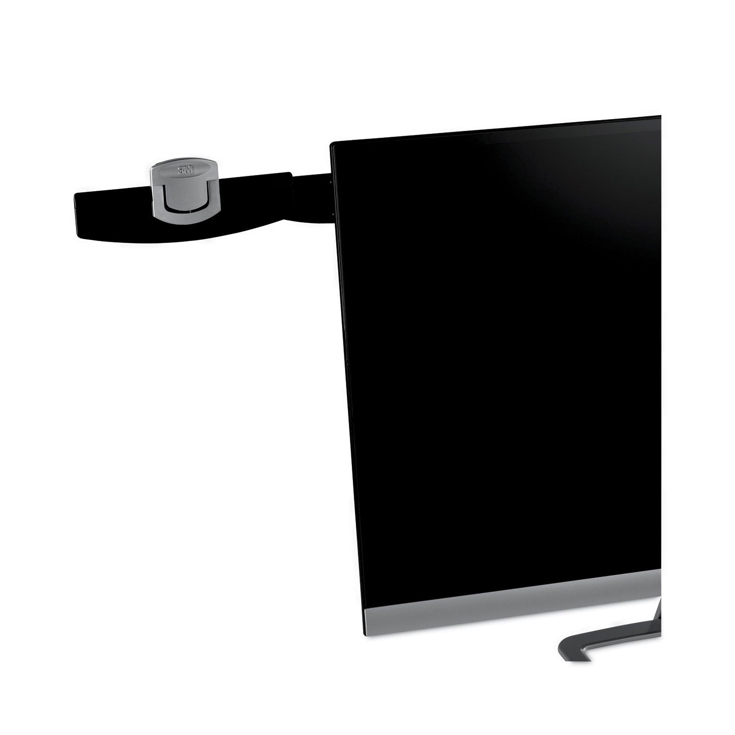 Swing Arm Copyholder, Adhesive Monitor Mount, 30 Sheet Capacity, Plastic, Black/Silver Clip -