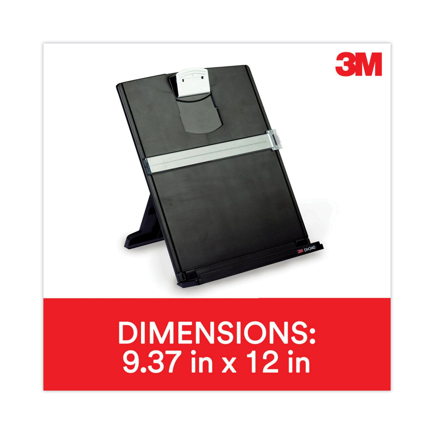 Fold-Flat Freestanding Desktop Copyholder, 150 Sheet Capacity, Plastic, Black/Silver Clip -
