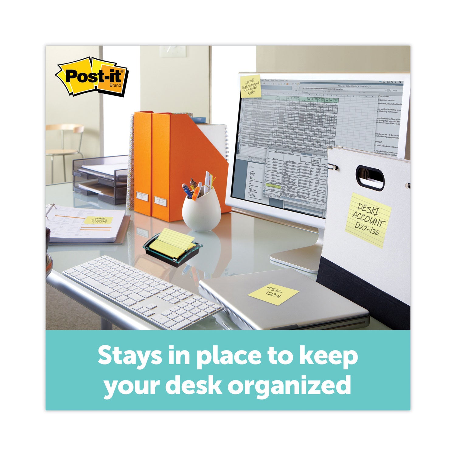 Clear Top Pop-up Note Dispenser, For 3 x 3 Pads, Black, Includes 50-Sheet Pad of Canary Yellow Pop-up Pad -