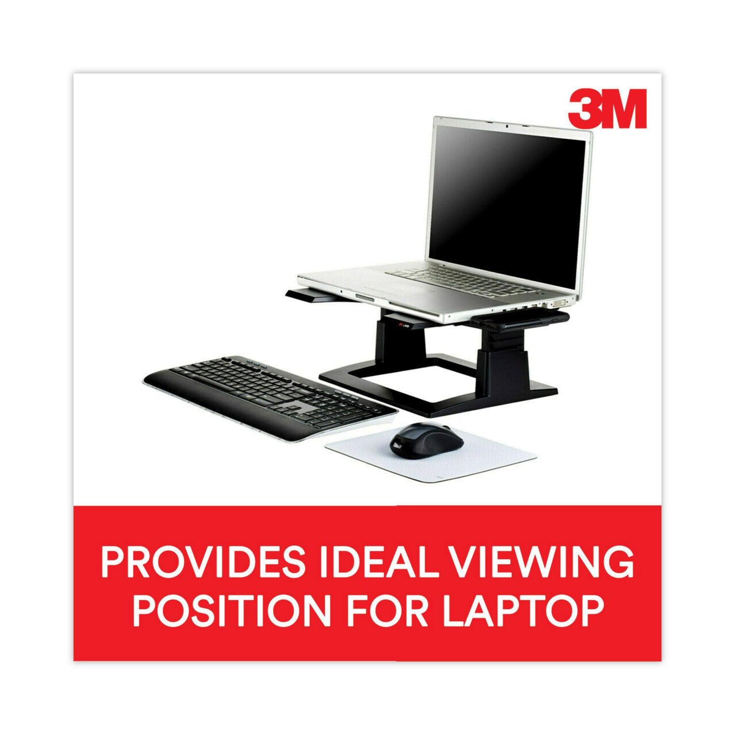 Adjustable Notebook Riser, 13" x 13" x 4" to 6", Black, Supports 20 lbs -