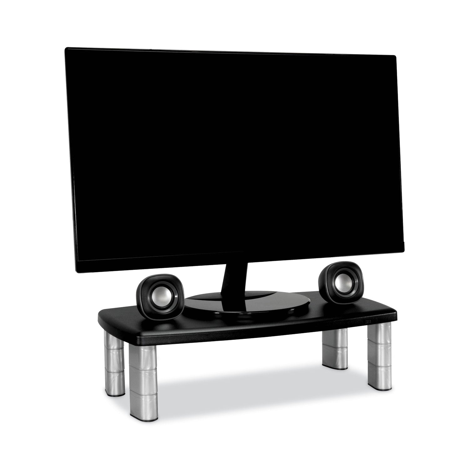 Extra-Wide Adjustable Monitor Stand, 20" x 12" x 1" to 5.78", Silver/Black, Supports 40 lbs -