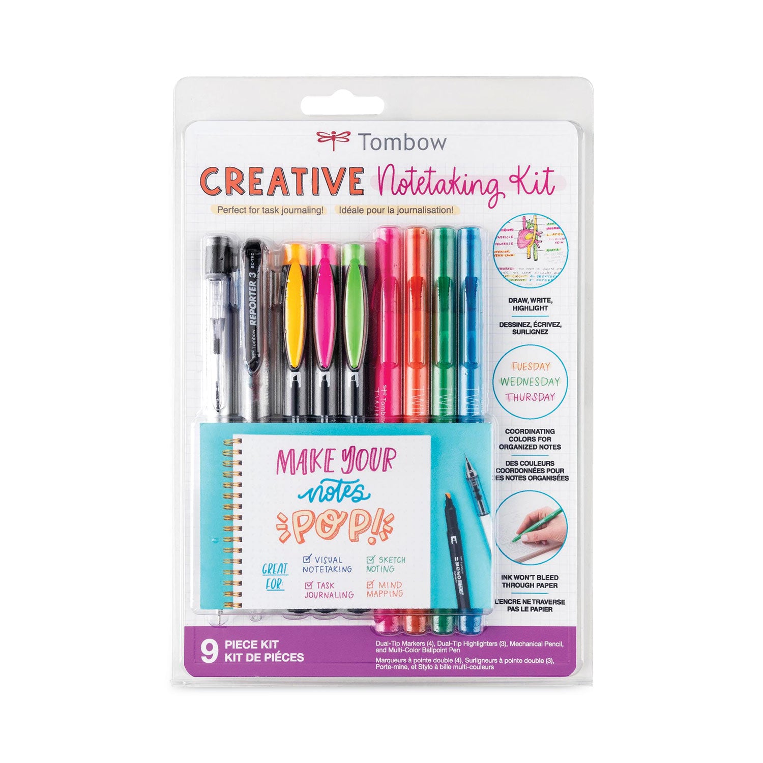 creative-notetaking-kit-07mm-ballpoint-pen-05mm-hb-pencil-4-bullet-chisel-tip-markers3-chisel-fine-tip-highlighters_tom56301 - 1