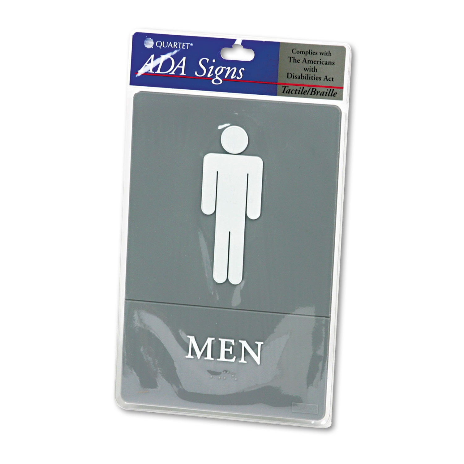 ADA Sign, Men Restroom Symbol w/Tactile Graphic, Molded Plastic, 6 x 9, Gray -