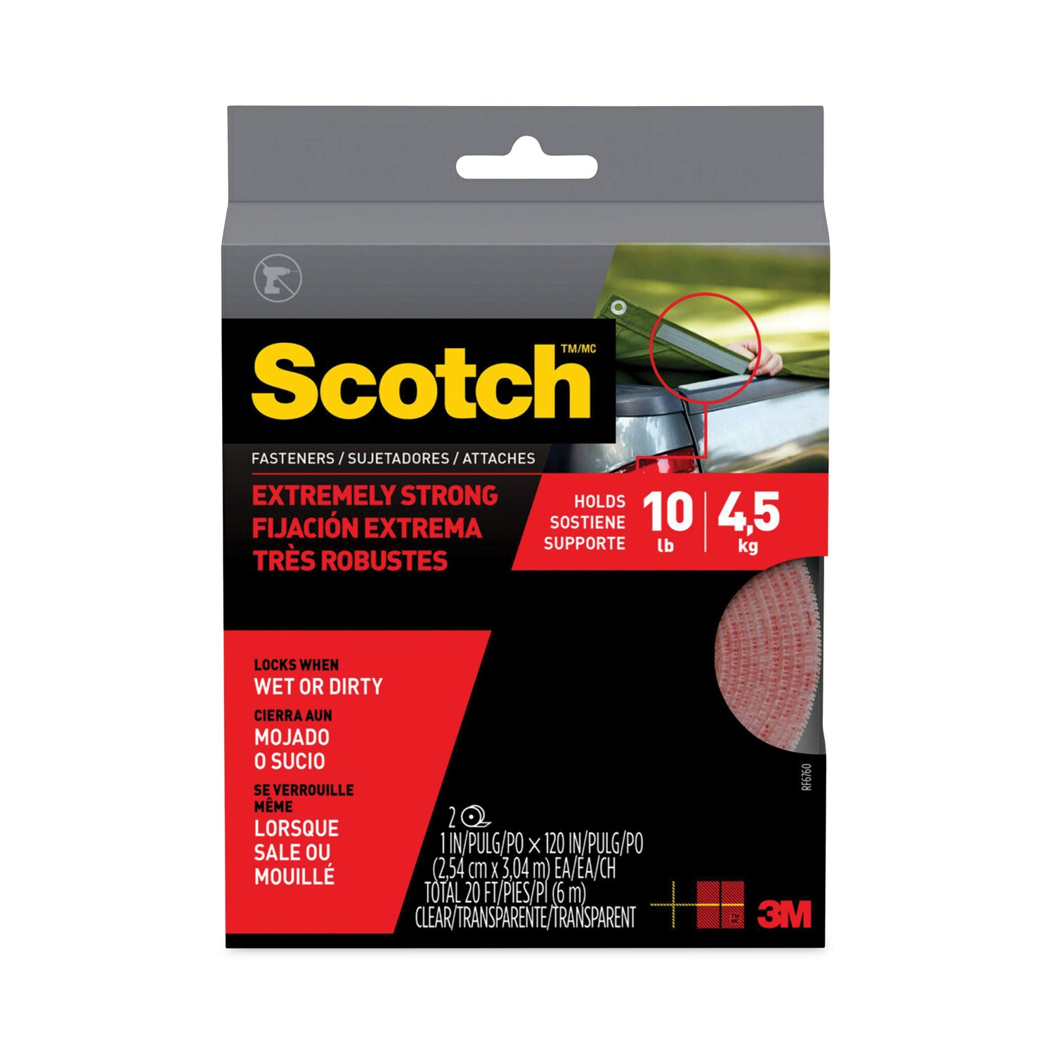 Extreme Fasteners, 1" x 10 ft, Clear, 2/Pack -