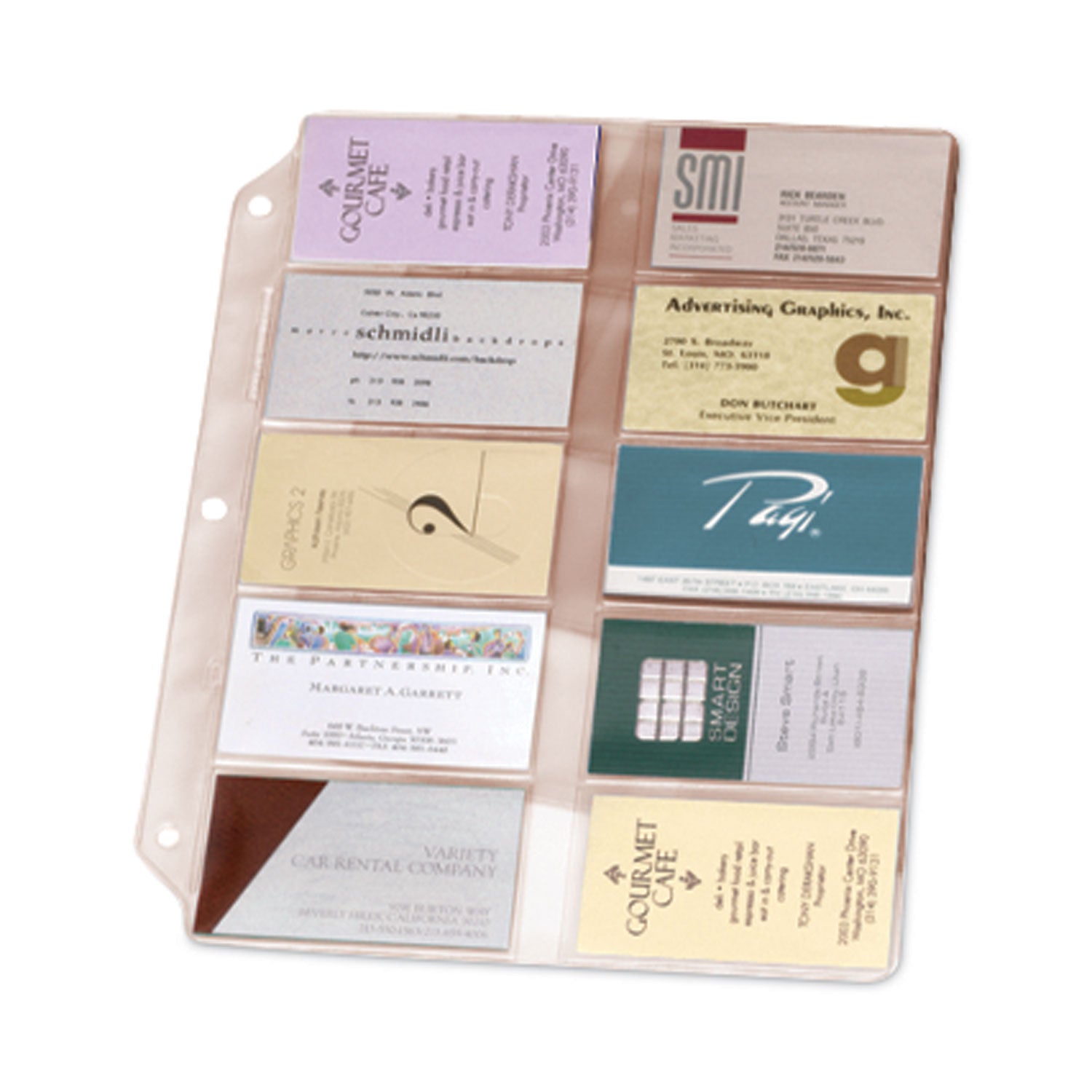 Business Card Refill Pages, For 2 x 3.5 Cards, Clear, 20 Cards/Sheet, 10 Sheets/Pack -