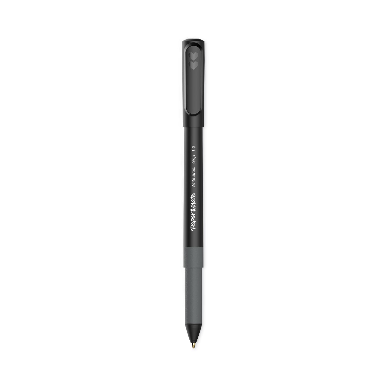 write-bros-grip-ballpoint-pen-stick-medium-1-mm-black-ink-black-barrel-dozen_pap2124509 - 1