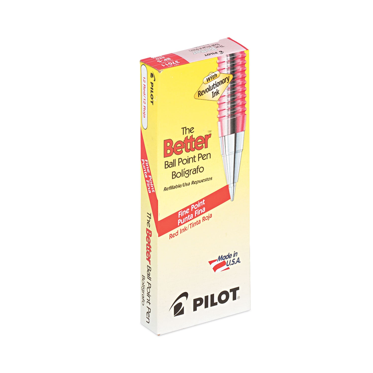 Better Ballpoint Pen, Stick, Fine 0.7 mm, Red Ink, Translucent Red Barrel, Dozen -