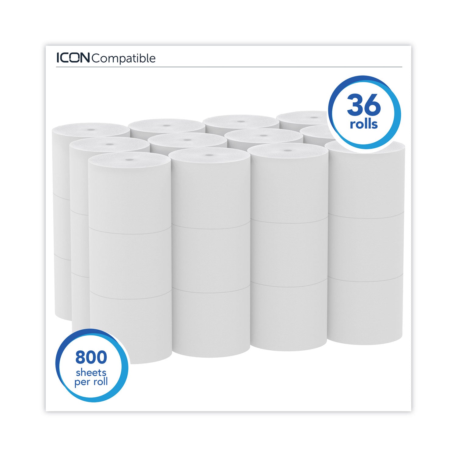 Essential Extra Soft Coreless Standard Roll Bath Tissue, Septic Safe, 2-Ply, White, 800 Sheets/Roll, 36 Rolls/Carton -