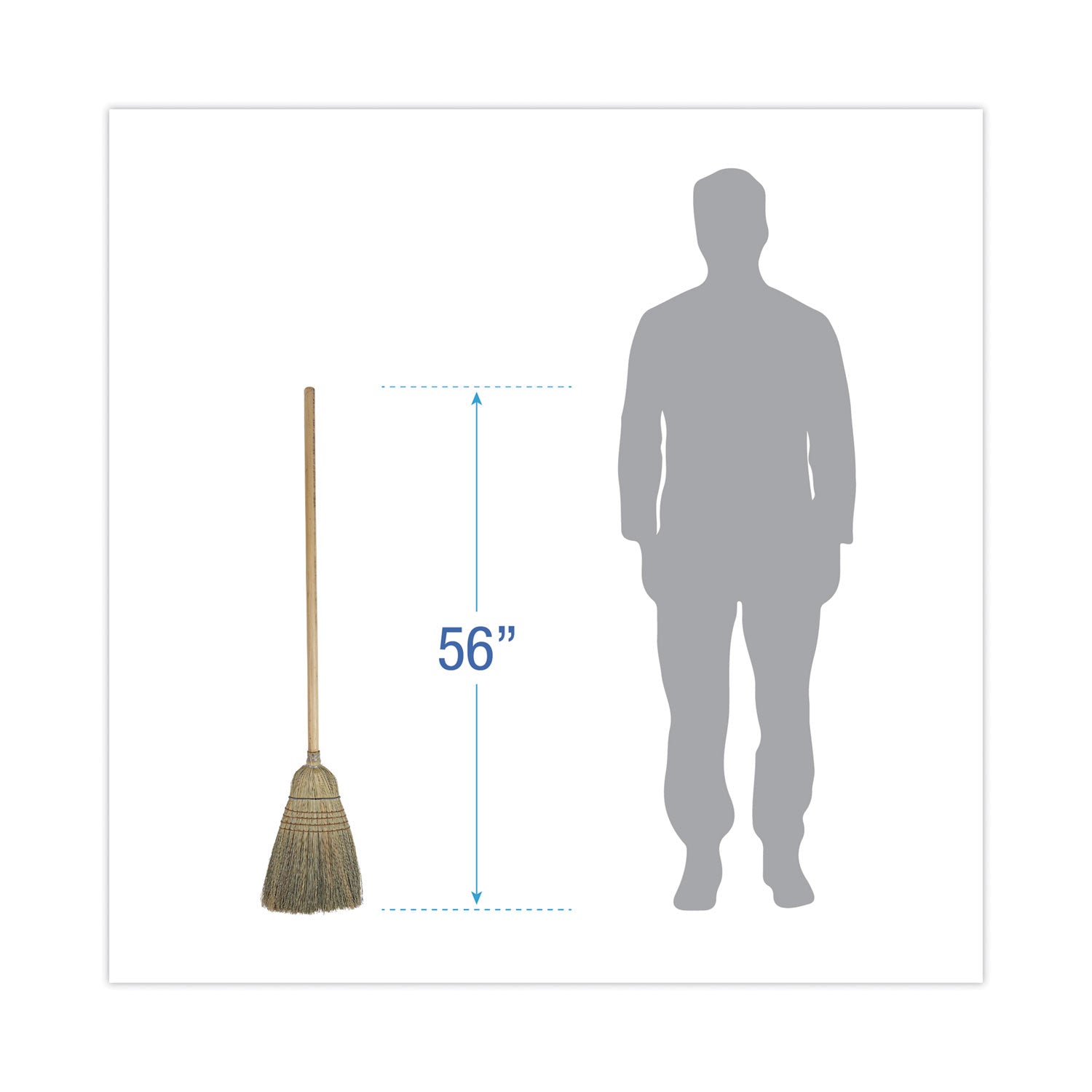 Warehouse Broom, Corn Fiber Bristles, 56" Overall Length, Natural, 12/Carton -