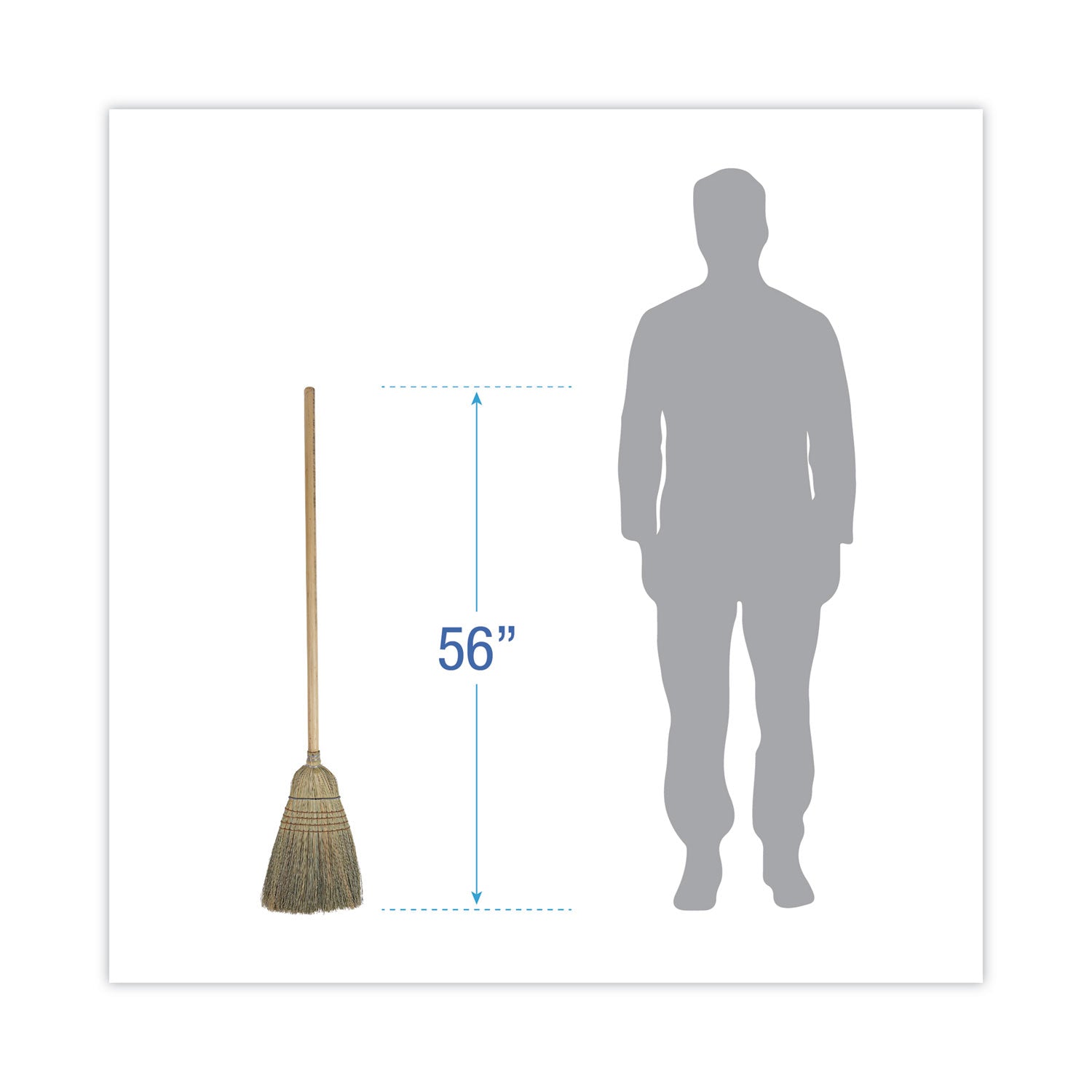Warehouse Broom, Corn Fiber Bristles, 56" Overall Length, Natural -