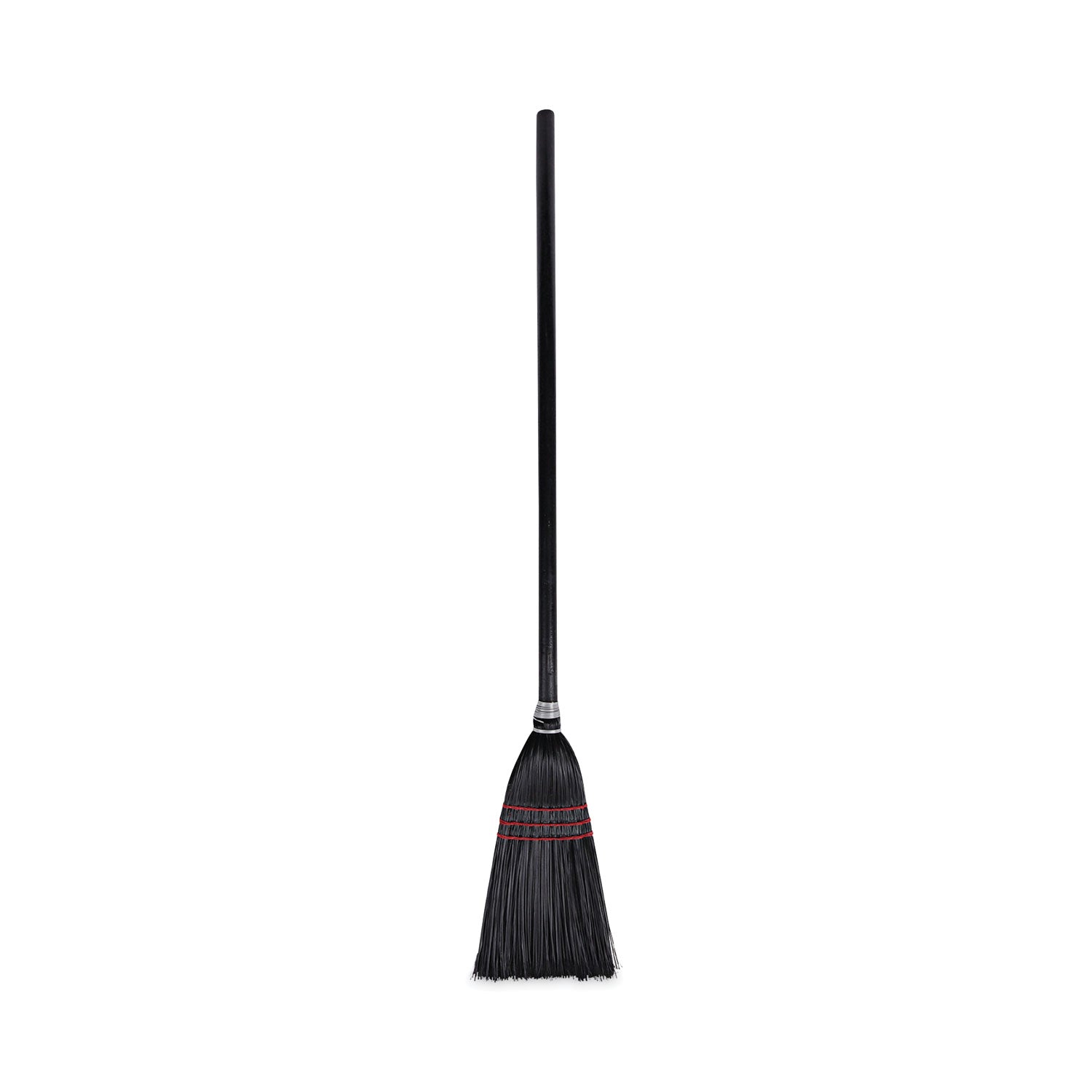 Flag Tipped Poly Lobby Brooms, Flag Tipped Poly Bristles, 38" Overall Length, Natural/Black, 12/Carton -