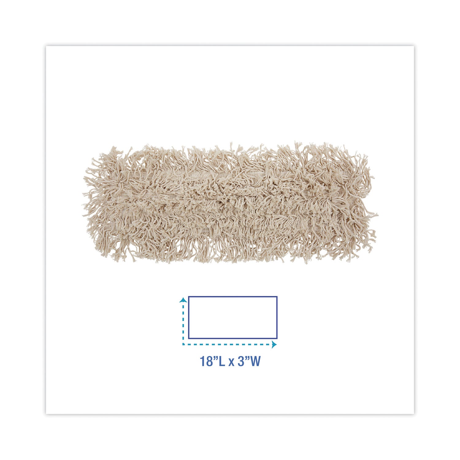 Mop Head, Dust, Cotton, 18 x 3, White -