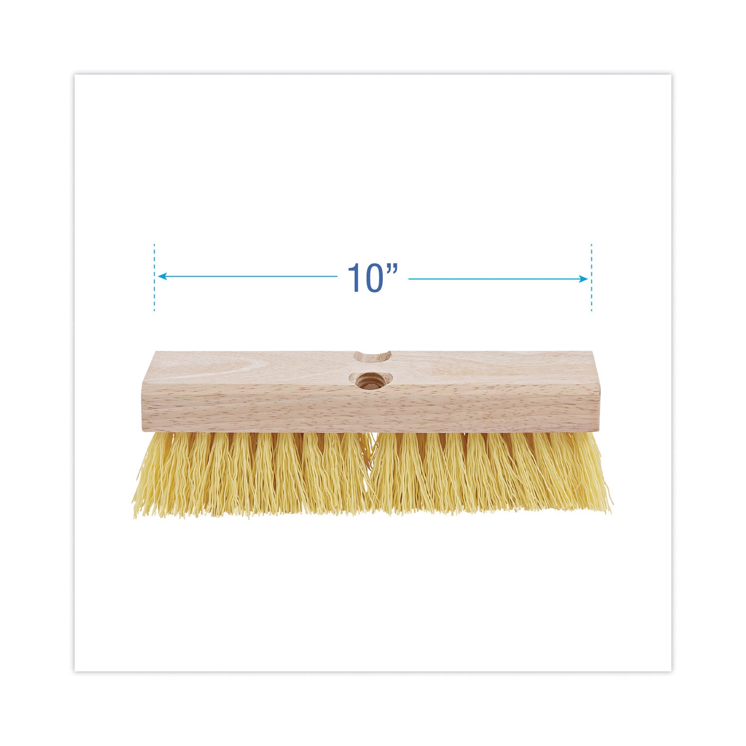 Deck Brush Head, 2" Cream Polypropylene Bristles, 10" Brush -