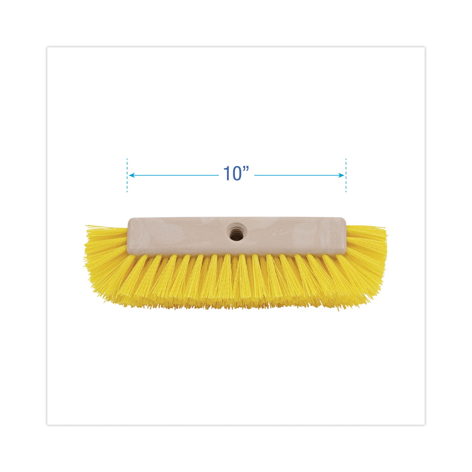 Dual-Surface Scrub Brush, Yellow Polypropylene Bristles, 10" Brush, Plastic Handle -