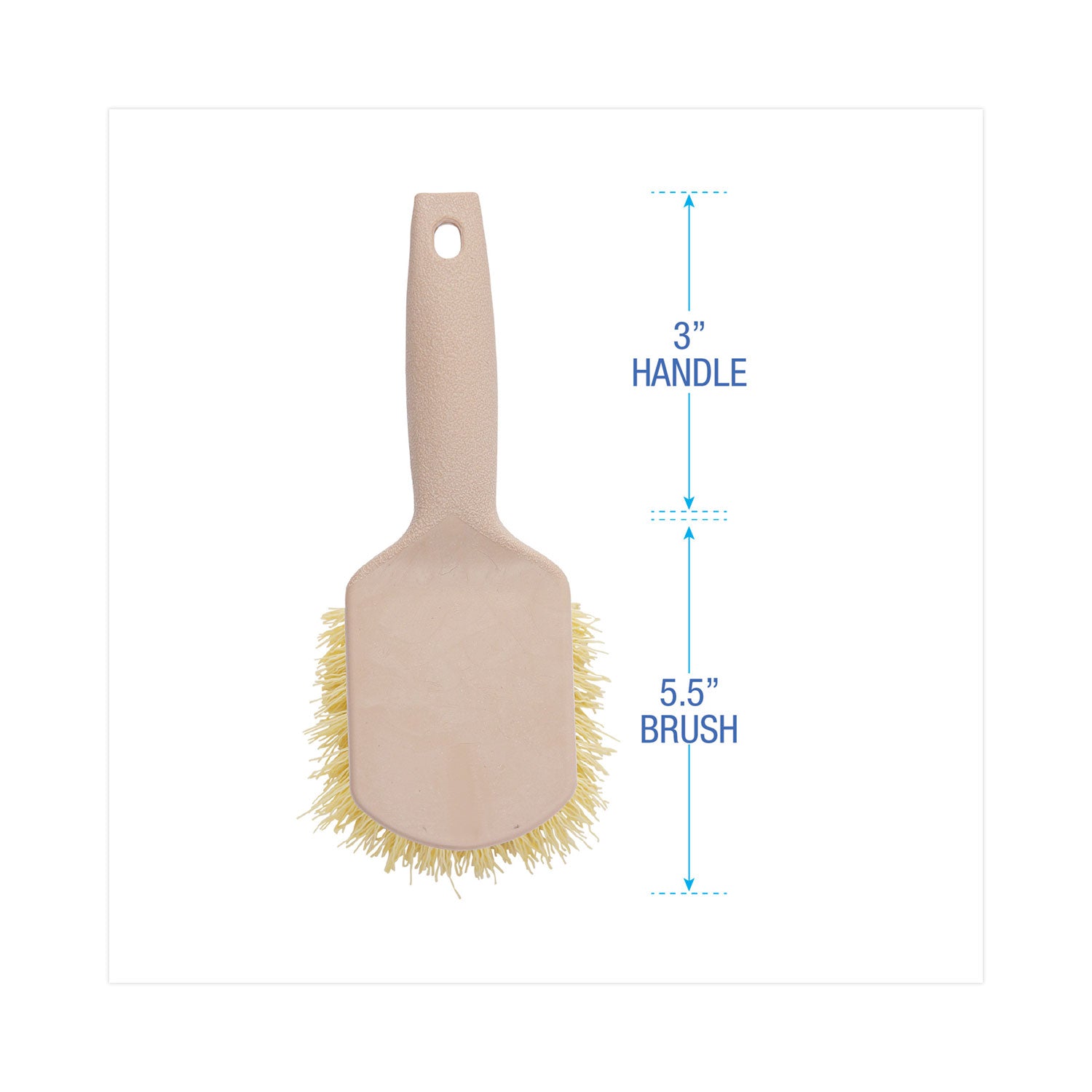 Utility Brush, Cream Polypropylene Bristles, 5.5 Brush, 3" Tan Plastic Handle -
