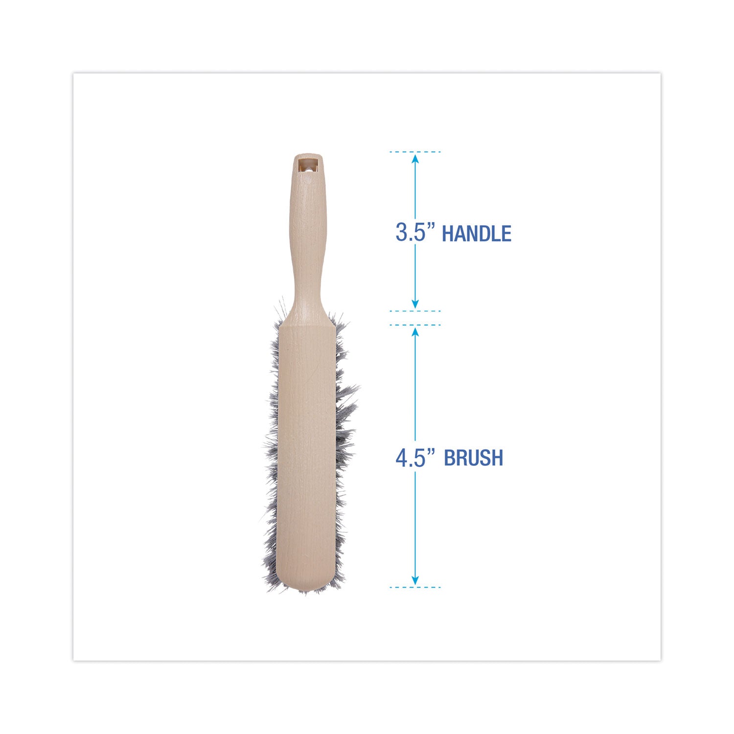 Counter Brush, Gray Flagged Polypropylene Bristles, 4.5" Brush, 3.5" Tan Plastic Handle -