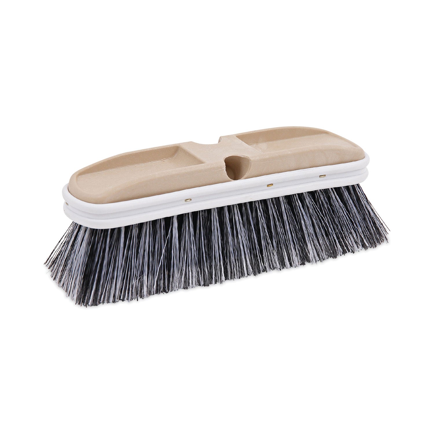 Polystyrene Vehicle Brush with Vinyl Bumper, Black/White Polystyrene Bristles, 10" Brush -
