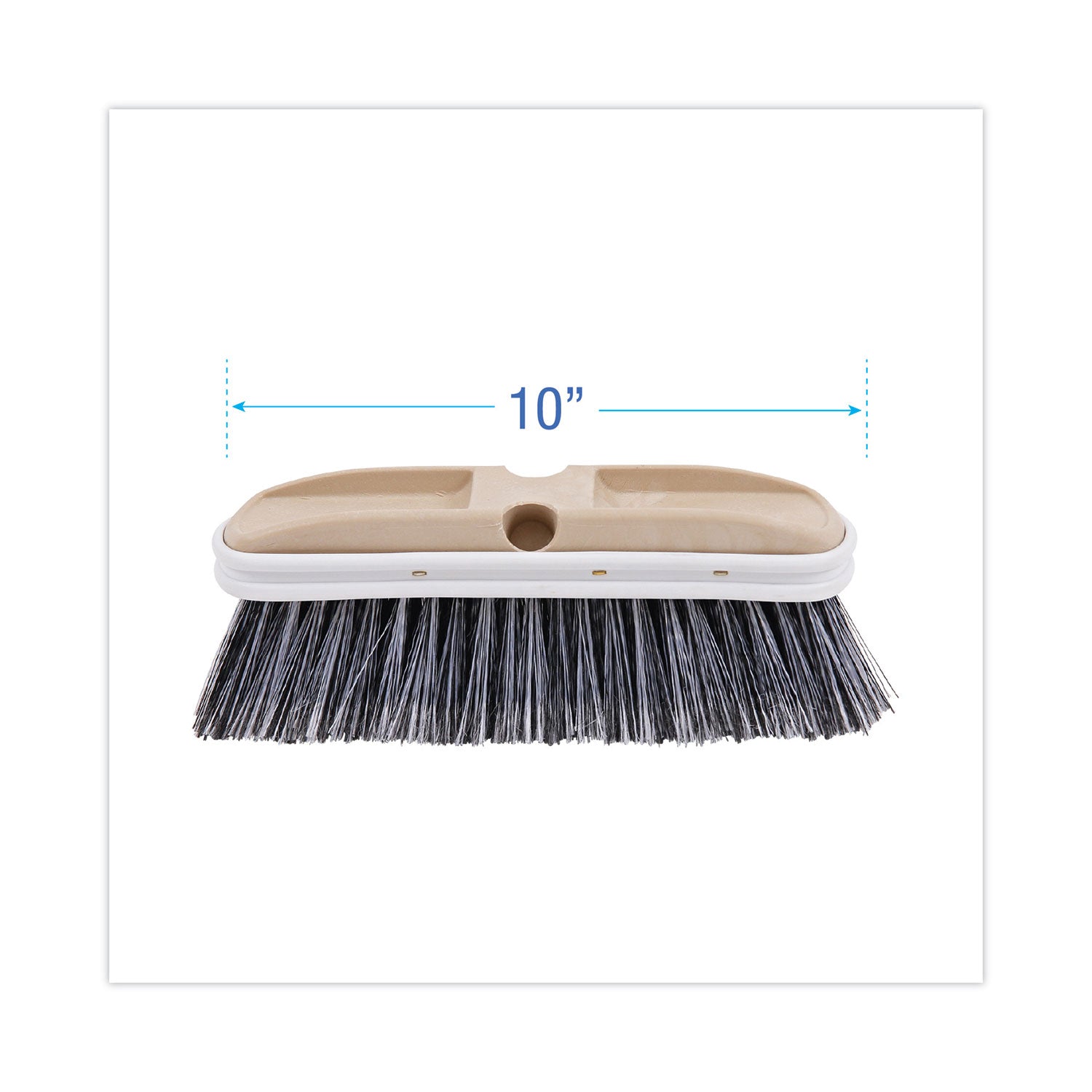 Polystyrene Vehicle Brush with Vinyl Bumper, Black/White Polystyrene Bristles, 10" Brush -