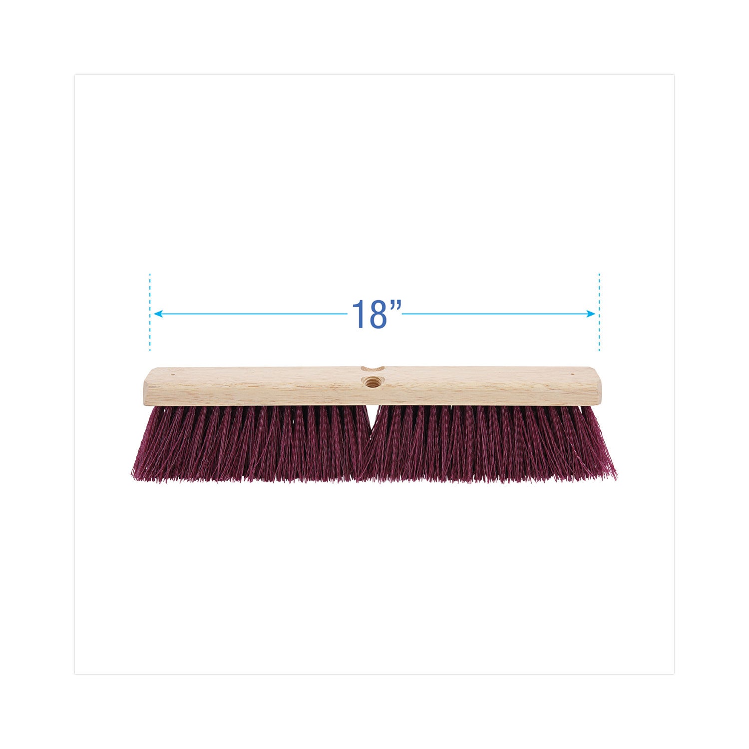 Floor Brush Head, 3" Maroon Heavy-Duty Polypropylene Bristles, 18" Brush -