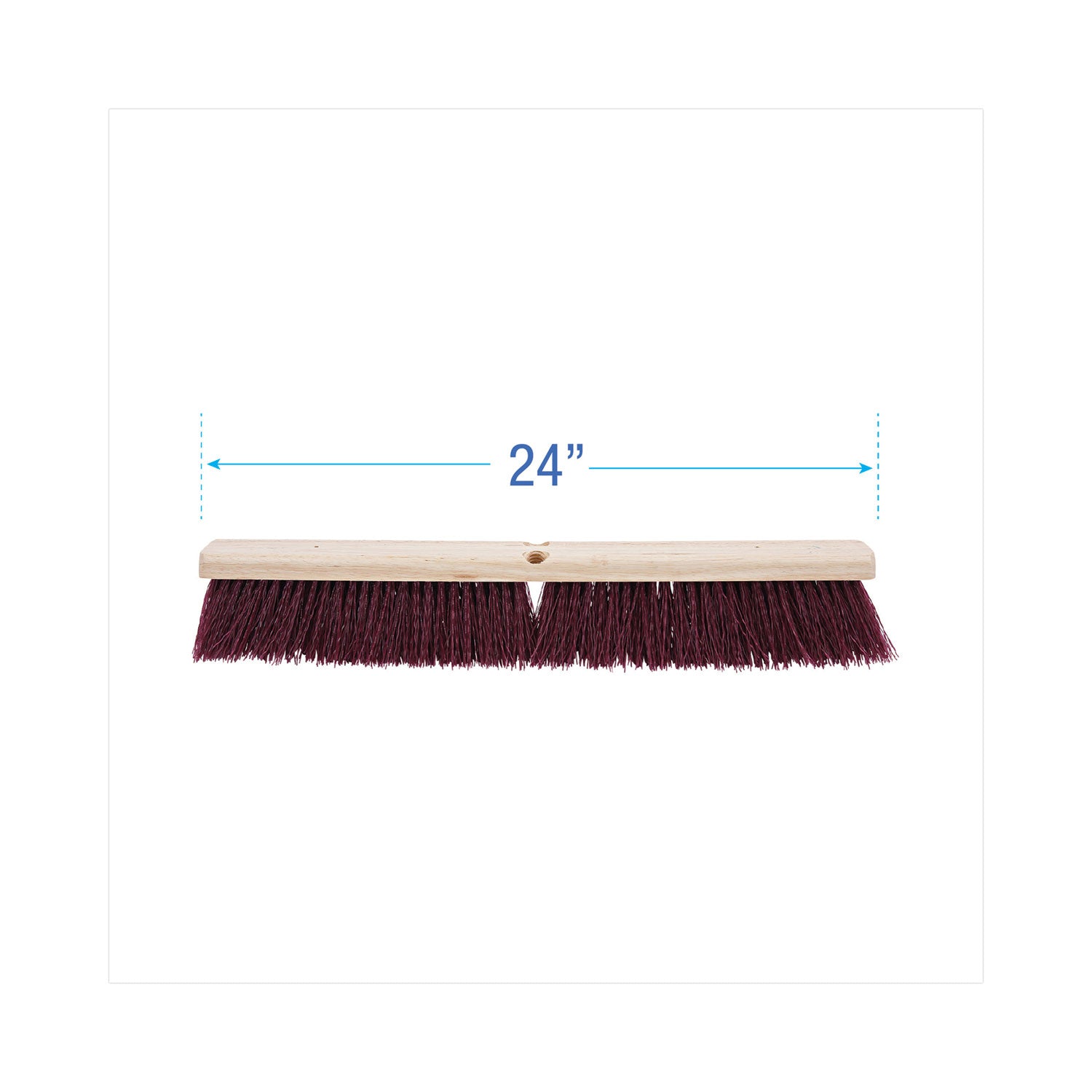 Floor Brush Head, 3.25" Maroon Stiff Polypropylene Bristles, 24" Brush -