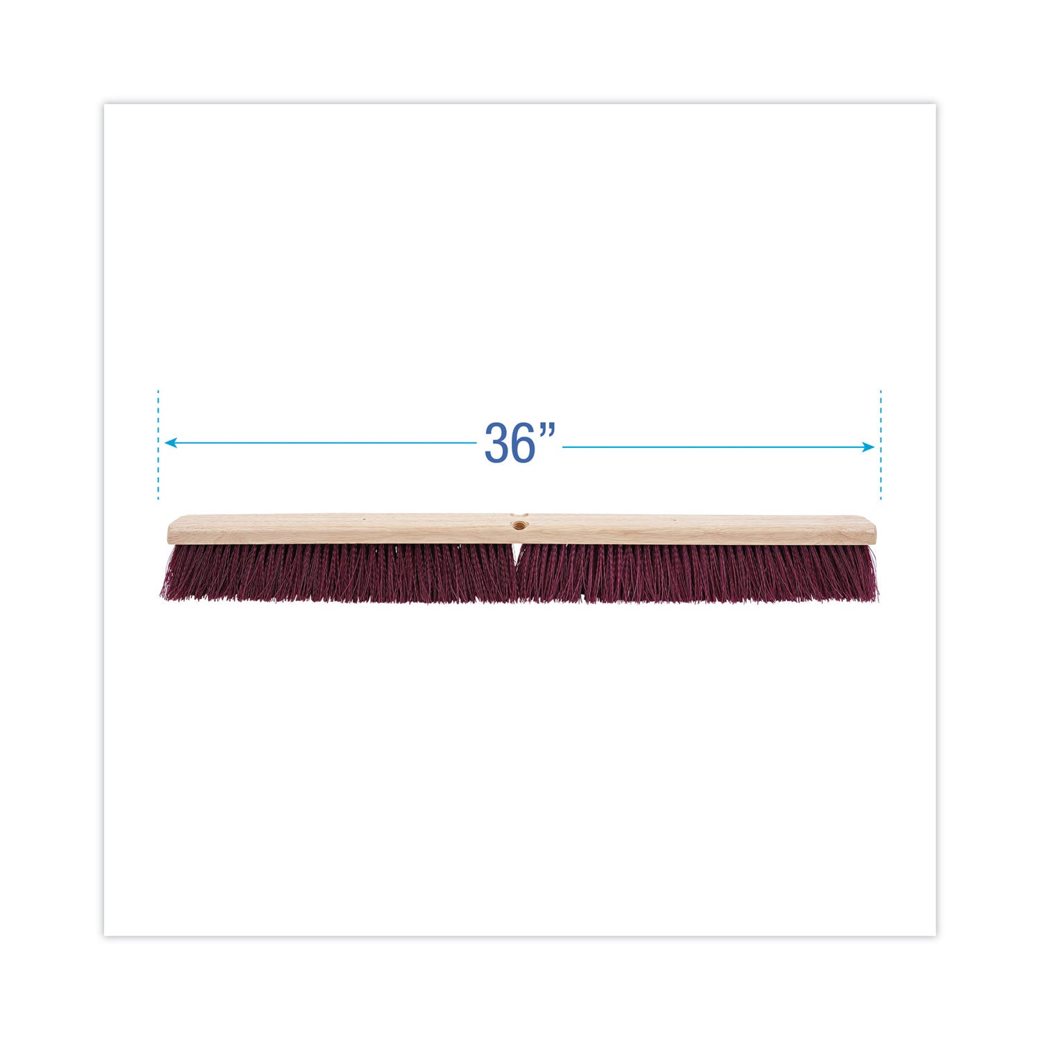 Floor Brush Head, 3.25" Maroon Stiff Polypropylene Bristles, 36" Brush -