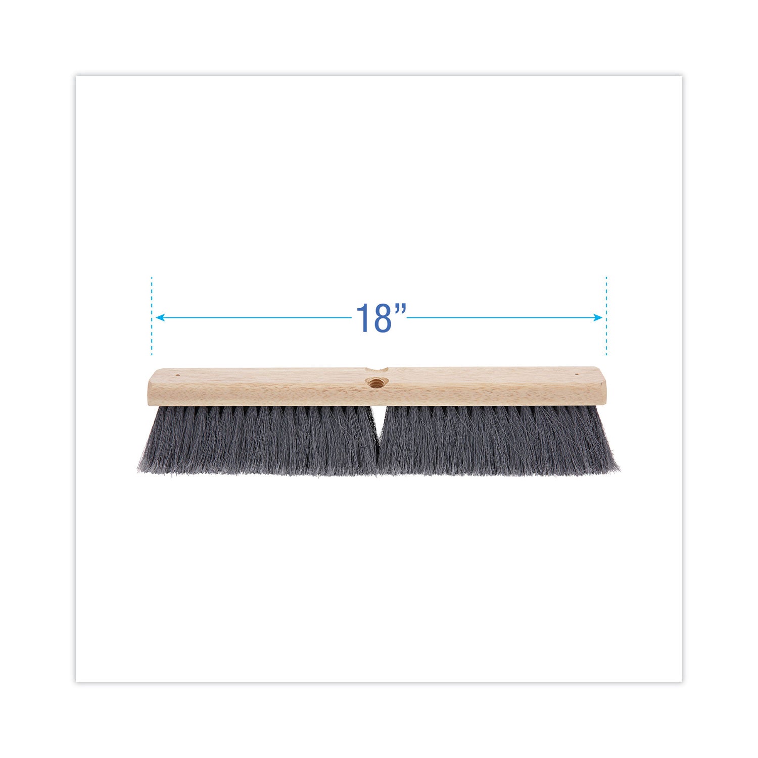 Floor Brush Head, 3" Gray Flagged Polypropylene Bristles, 18" Brush -