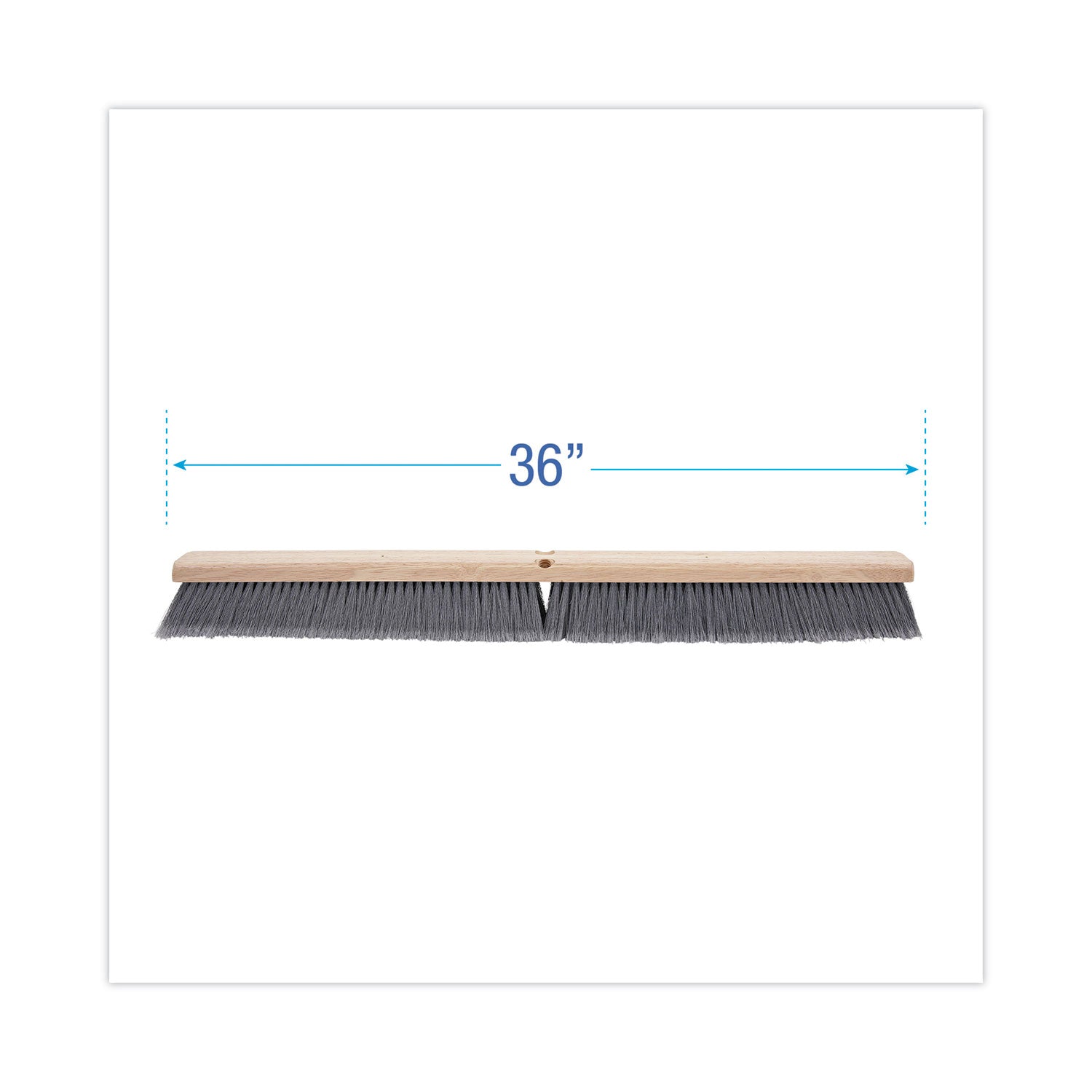 Floor Brush Head, 3" Gray Flagged Polypropylene Bristles, 36" Brush -