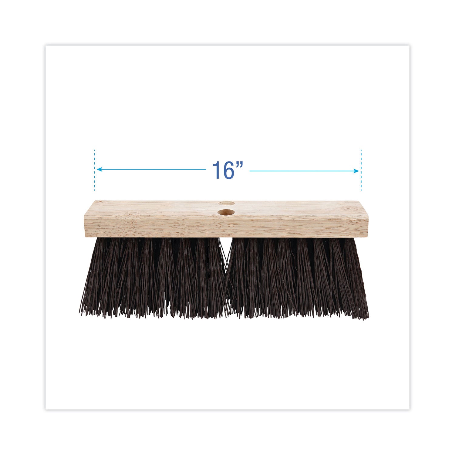 Street Broom Head, 6.25" Brown Polypropylene Bristles, 16" Brush -