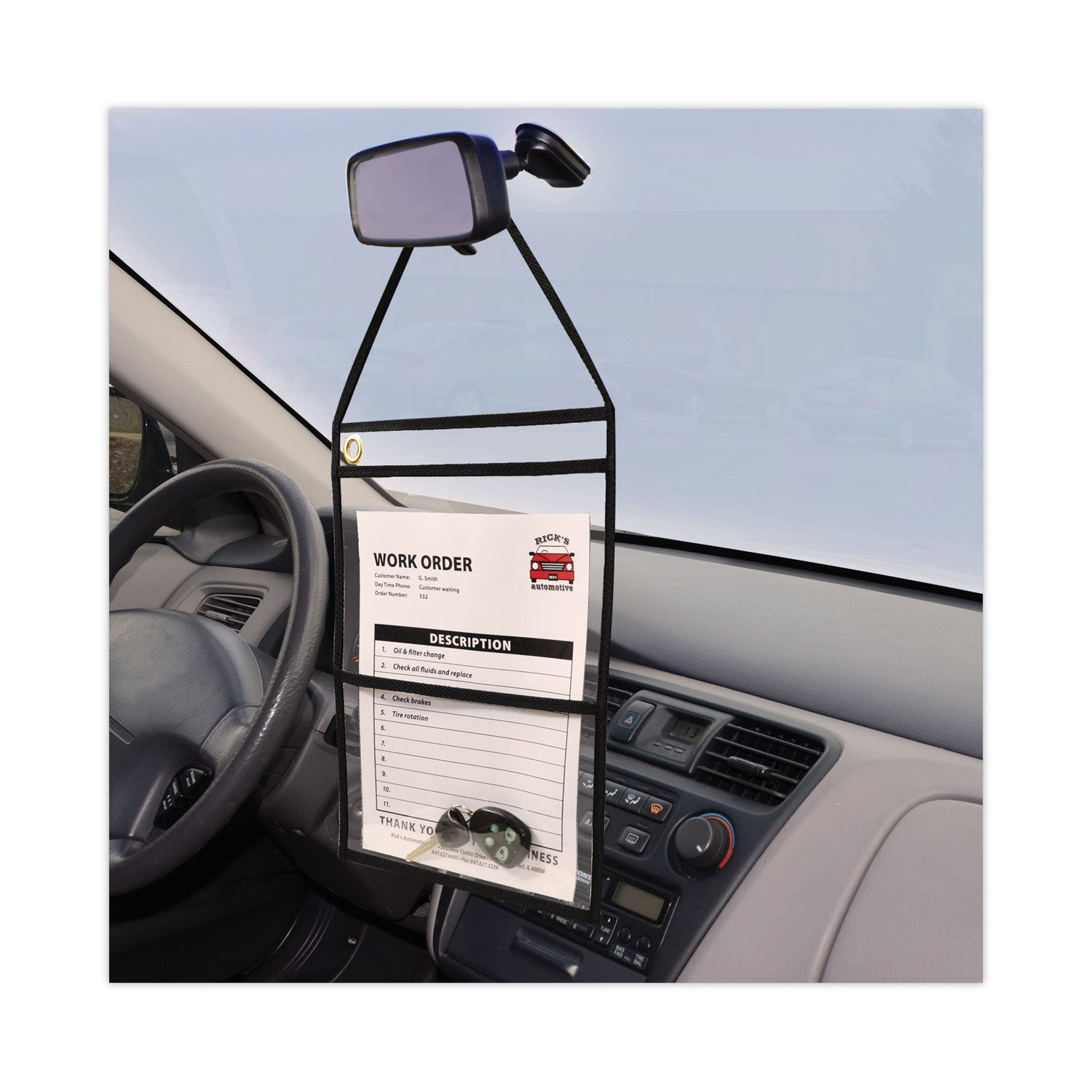 2-Pocket Shop Ticket Holder w/Setrap, Black Stitching, 150-Sheet, 9 x 12, 15/Box -