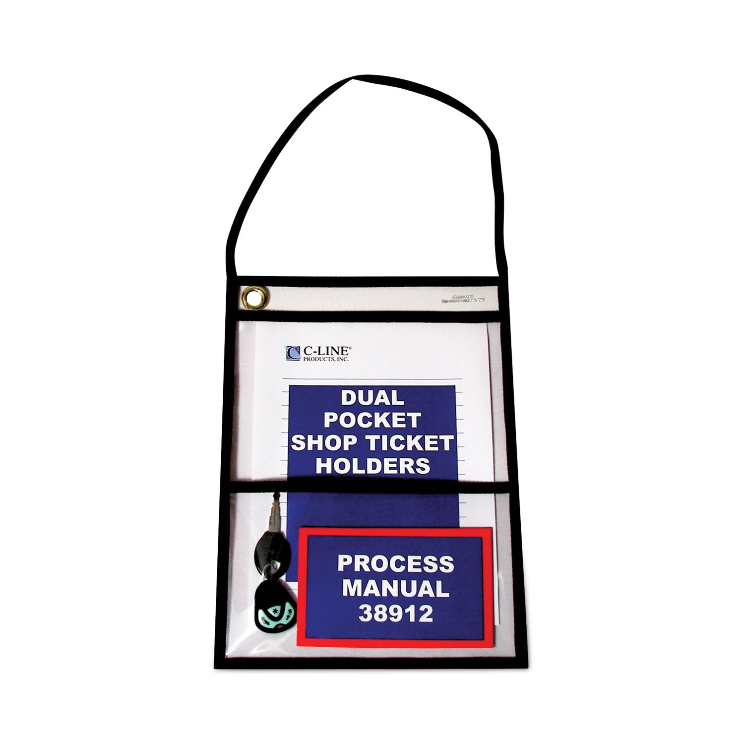 2-Pocket Shop Ticket Holder w/Setrap, Black Stitching, 150-Sheet, 9 x 12, 15/Box -
