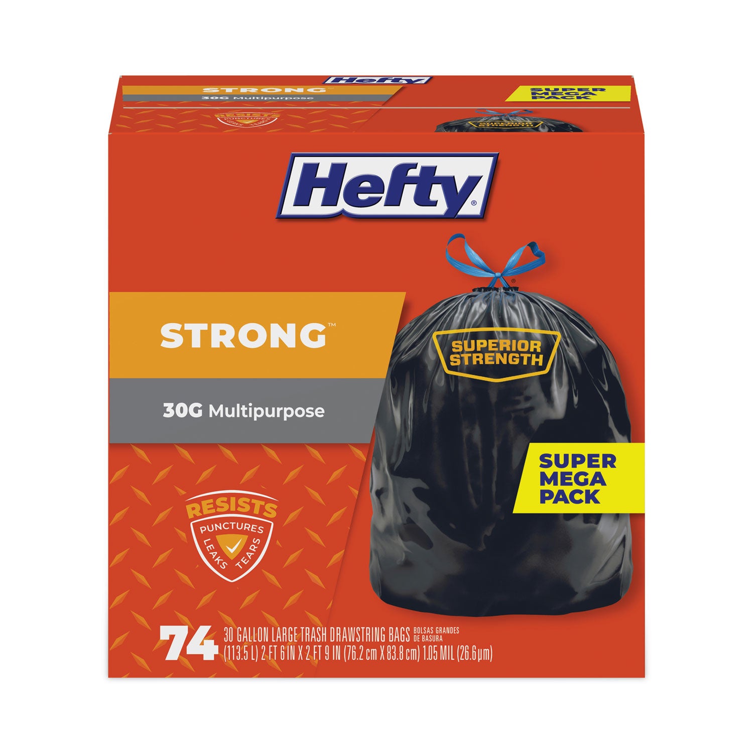 strong-multipurpose-drawstring-trash-bags-30-gal-11-mil-30-x-33-black-74-box-3-boxes-carton_pcte85274ct - 2