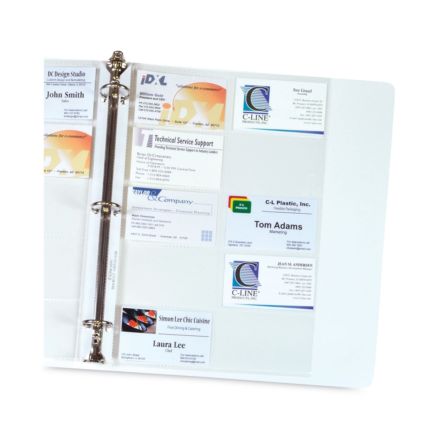 Business Card Binder Pages, For 2 x 3.5 Cards, Clear, 20 Cards/Sheet, 10 Sheets/Pack -