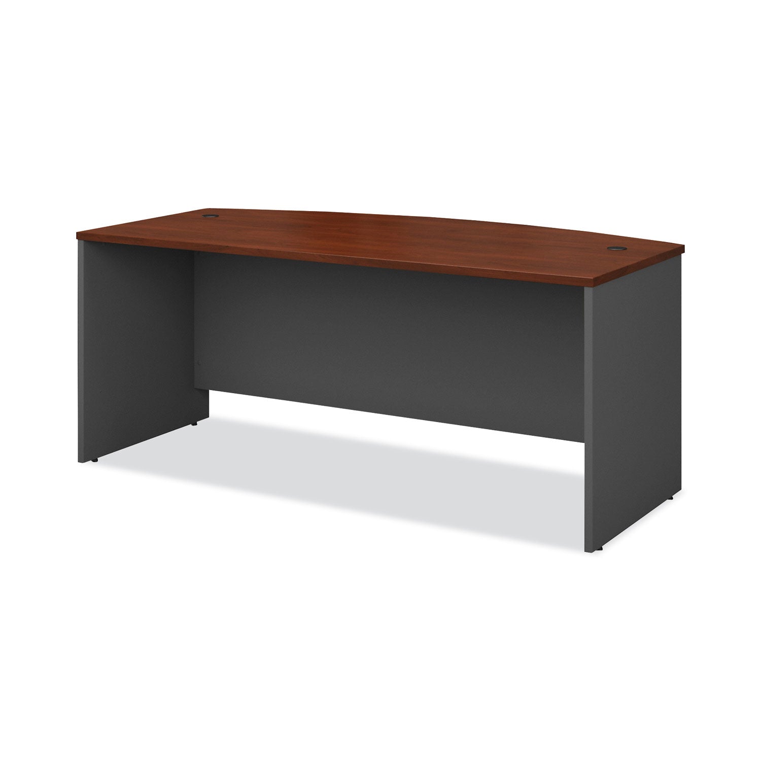 Series C Collection Bow Front Desk, 71.13" x 36.13" x 29.88", Hansen Cherry/Graphite Gray -