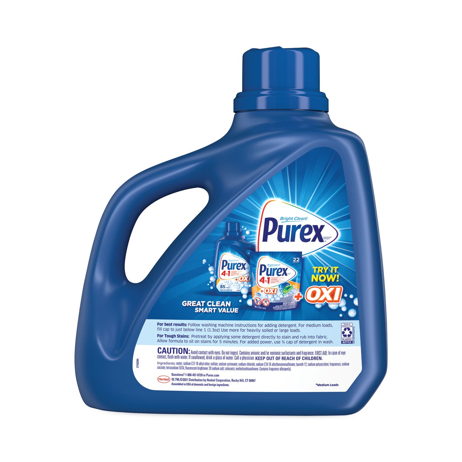 Liquid Laundry Detergent, Mountain Breeze, 150 oz Bottle, 4/Carton -