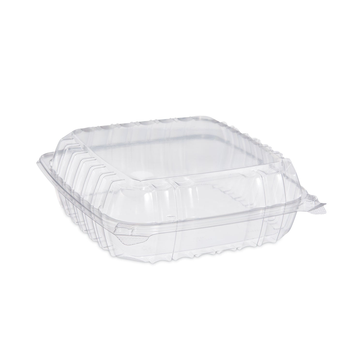 ClearSeal Hinged-Lid Plastic Containers, 9.3 x 8.8 x 3, Clear, Plastic, 100/Bag, 2 Bags/Carton -