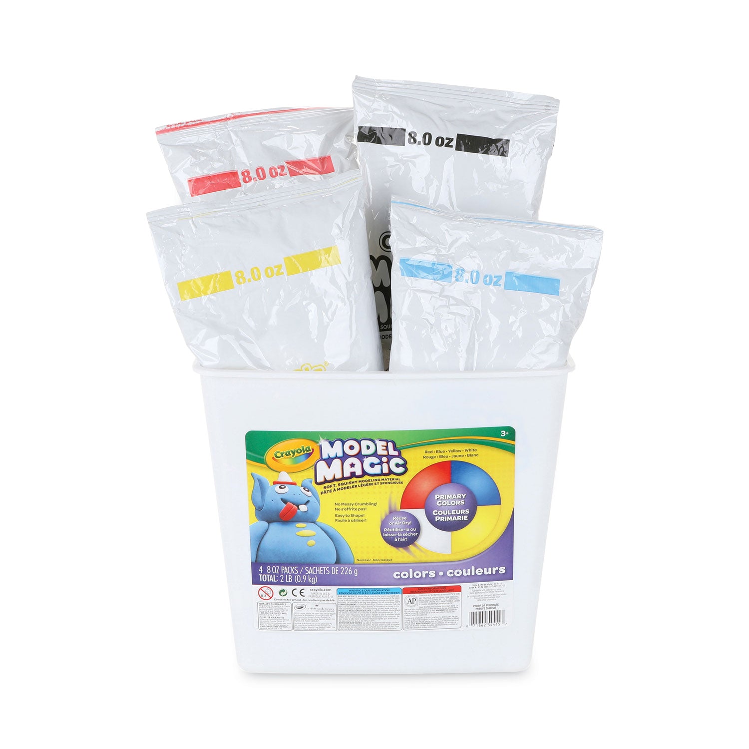 Model Magic Modeling Compound, 8 oz Packs, 4 Packs, Blue, Red, White, Yellow, 2 lbs -