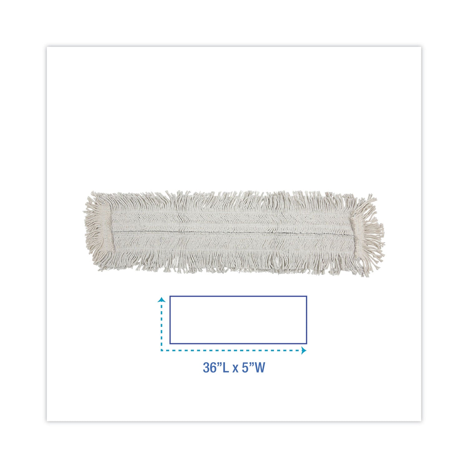 Disposable Dust Mop Head w/Sewn Center Fringe, Cotton/Synthetic, 36w x 5d, White -